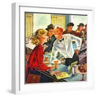 "Flirting Soda Jerk," October 11, 1947-Constantin Alajalov-Framed Giclee Print