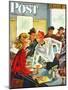 "Flirting Soda Jerk," Saturday Evening Post Cover, October 11, 1947-Constantin Alajalov-Mounted Giclee Print