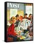 "Flirting Soda Jerk," Saturday Evening Post Cover, October 11, 1947-Constantin Alajalov-Framed Stretched Canvas