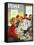 "Flirting Soda Jerk," Saturday Evening Post Cover, October 11, 1947-Constantin Alajalov-Framed Stretched Canvas