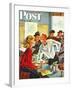 "Flirting Soda Jerk," Saturday Evening Post Cover, October 11, 1947-Constantin Alajalov-Framed Giclee Print