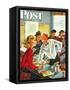 "Flirting Soda Jerk," Saturday Evening Post Cover, October 11, 1947-Constantin Alajalov-Framed Stretched Canvas