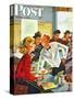 "Flirting Soda Jerk," Saturday Evening Post Cover, October 11, 1947-Constantin Alajalov-Stretched Canvas