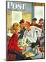 "Flirting Soda Jerk," Saturday Evening Post Cover, October 11, 1947-Constantin Alajalov-Mounted Giclee Print