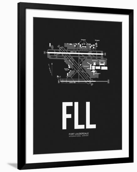 FLL Fort Lauderdale Airport Black-NaxArt-Framed Art Print