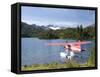 Float Plane Parked at Lake Side, Shrode Lake, Prince William Sound, Alaska, USA-null-Framed Stretched Canvas