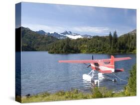 Float Plane Parked at Lake Side, Shrode Lake, Prince William Sound, Alaska, USA-null-Stretched Canvas