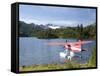 Float Plane Parked at Lake Side, Shrode Lake, Prince William Sound, Alaska, USA-null-Framed Stretched Canvas