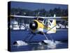 Float Plane Taxiing to Terminal on Lake Union, Washington, USA-William Sutton-Stretched Canvas