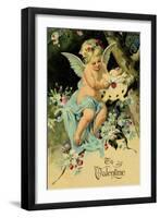 Floating Angel with Clock-null-Framed Art Print