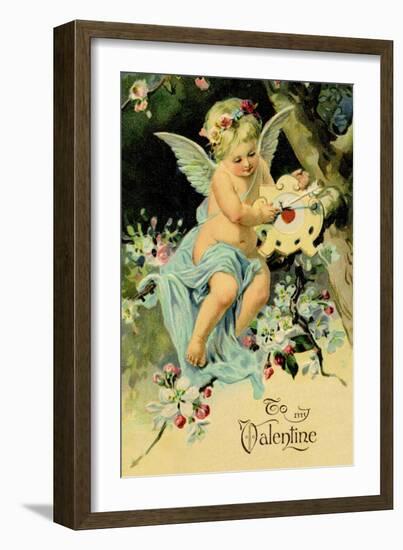 Floating Angel with Clock-null-Framed Art Print