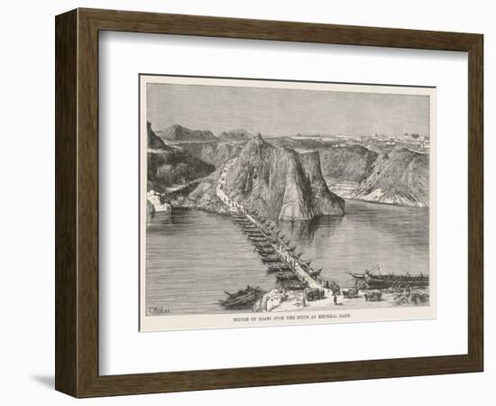 Floating Bridge Formed with Boats Across the Indus at Khushal Garh-T. Taylor-Framed Art Print