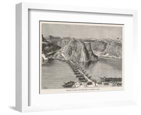 Floating Bridge Formed with Boats Across the Indus at Khushal Garh-T. Taylor-Framed Art Print