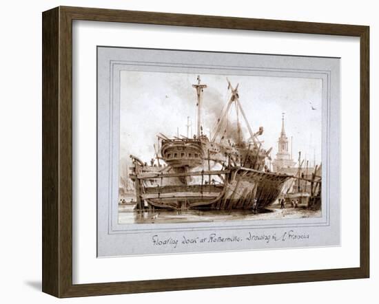 Floating Dock at Rotherhithe, London, C1810-Francois Louis Thomas Francia-Framed Giclee Print