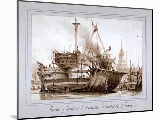 Floating Dock at Rotherhithe, London, C1810-Francois Louis Thomas Francia-Mounted Giclee Print
