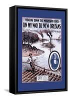 Floating Down the Mississippi River on My Way to New Orleans-null-Framed Stretched Canvas