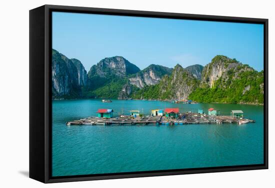 Floating Fishing Village in Halong Bay-photoroman-Framed Stretched Canvas