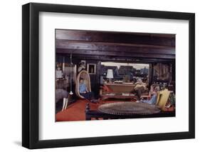 Floating-Home Owner Warren Owen Fonslor with Two Men in His Living Room, Sausalito, CA, 1971-Michael Rougier-Framed Photographic Print