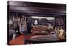 Floating-Home Owner Warren Owen Fonslor with Two Men in His Living Room, Sausalito, CA, 1971-Michael Rougier-Stretched Canvas