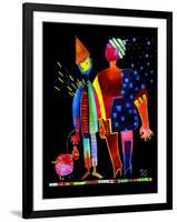 Floating Husband, Dog and Wife-Susse Volander-Framed Art Print