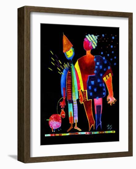 Floating Husband, Dog and Wife-Susse Volander-Framed Art Print