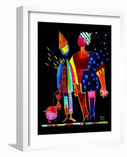 Floating Husband, Dog and Wife-Susse Volander-Framed Art Print