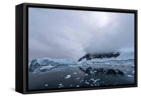 Floating Ice Mountains and Coastline Neko Harbour Antarctic Peninsula Antarctica-Renato Granieri-Framed Stretched Canvas