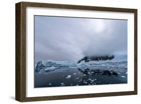 Floating Ice Mountains and Coastline Neko Harbour Antarctic Peninsula Antarctica-Renato Granieri-Framed Photographic Print