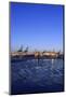 Floating Ice on the Elbe River, Harbour Cranes, Dusk, Evening Mood, NeumŸhlen-Axel Schmies-Mounted Photographic Print