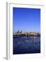 Floating Ice on the Elbe River, Harbour Cranes, Dusk, Evening Mood, NeumŸhlen-Axel Schmies-Framed Photographic Print