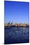 Floating Ice on the Elbe River, Harbour Cranes, Dusk, Evening Mood, NeumŸhlen-Axel Schmies-Mounted Photographic Print