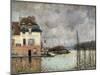 Floating in Port-Marly-Alfred Sisley-Mounted Art Print