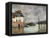 Floating in Port-Marly-Alfred Sisley-Framed Stretched Canvas