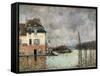 Floating in Port-Marly-Alfred Sisley-Framed Stretched Canvas