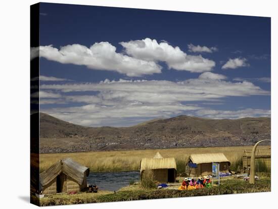 Floating Islands of Uros People, Traditional Reed Boats and Reed Houses, Lake Titicaca, Peru-Simon Montgomery-Stretched Canvas