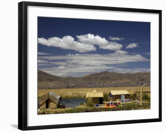 Floating Islands of Uros People, Traditional Reed Boats and Reed Houses, Lake Titicaca, Peru-Simon Montgomery-Framed Photographic Print