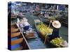 Floating Market, Damnoen Saduak, Near Bangkok, Thailand, Asia-Bruno Morandi-Stretched Canvas