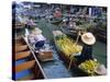 Floating Market, Damnoen Saduak, Near Bangkok, Thailand, Asia-Bruno Morandi-Stretched Canvas