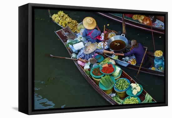 Floating Market, Damnoen Saduak, Ratchaburi Province, Thailand, Southeast Asia, Asia-null-Framed Stretched Canvas