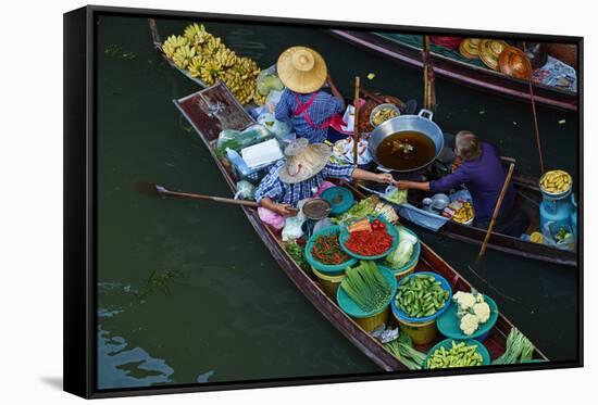 Floating Market, Damnoen Saduak, Ratchaburi Province, Thailand, Southeast Asia, Asia-null-Framed Stretched Canvas