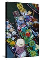 Floating Market, Damnoen Saduak, Ratchaburi Province, Thailand, Southeast Asia, Asia-null-Stretched Canvas