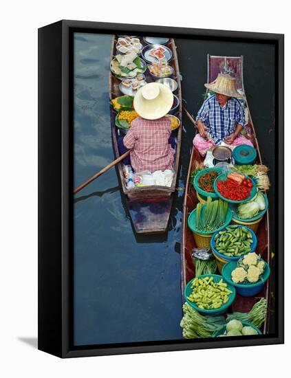 Floating Market, Damnoen Saduak, Ratchaburi Province, Thailand, Southeast Asia, Asia-null-Framed Stretched Canvas