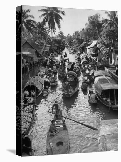 Floating Market in Bangkok-Dmitri Kessel-Stretched Canvas