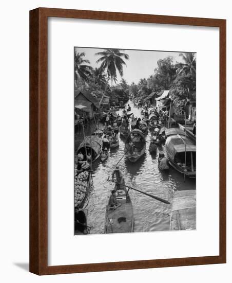 Floating Market in Bangkok-Dmitri Kessel-Framed Premium Photographic Print