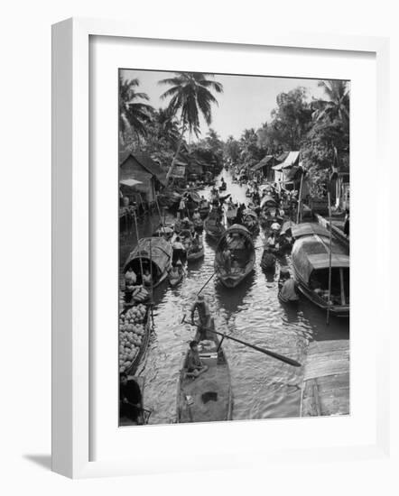 Floating Market in Bangkok-Dmitri Kessel-Framed Photographic Print