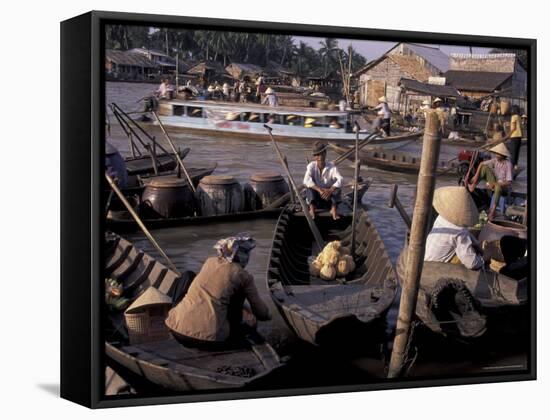 Floating Market in Can Tho, Vietnam-Keren Su-Framed Stretched Canvas