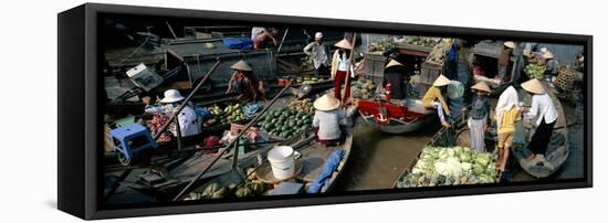 Floating Market of Cai Rang, Can Tho, Mekong Delta, Vietnam, Indochina, Southeast Asia, Asia-Bruno Morandi-Framed Stretched Canvas