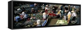 Floating Market of Cai Rang, Can Tho, Mekong Delta, Vietnam, Indochina, Southeast Asia, Asia-Bruno Morandi-Framed Stretched Canvas