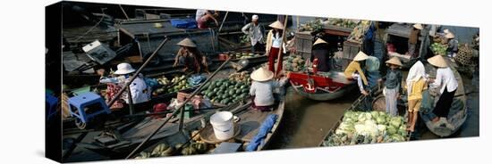 Floating Market of Cai Rang, Can Tho, Mekong Delta, Vietnam, Indochina, Southeast Asia, Asia-Bruno Morandi-Stretched Canvas