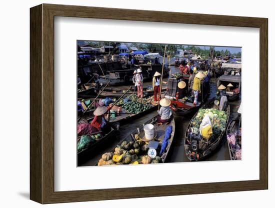 Floating Market of Cai Rang, Can Tho, Mekong Delta, Vietnam, Indochina, Southeast Asia, Asia-Bruno Morandi-Framed Photographic Print